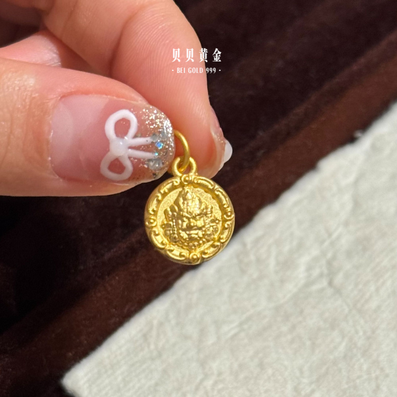 贝贝黄金 足金999 黄财神 素金 吊坠 103