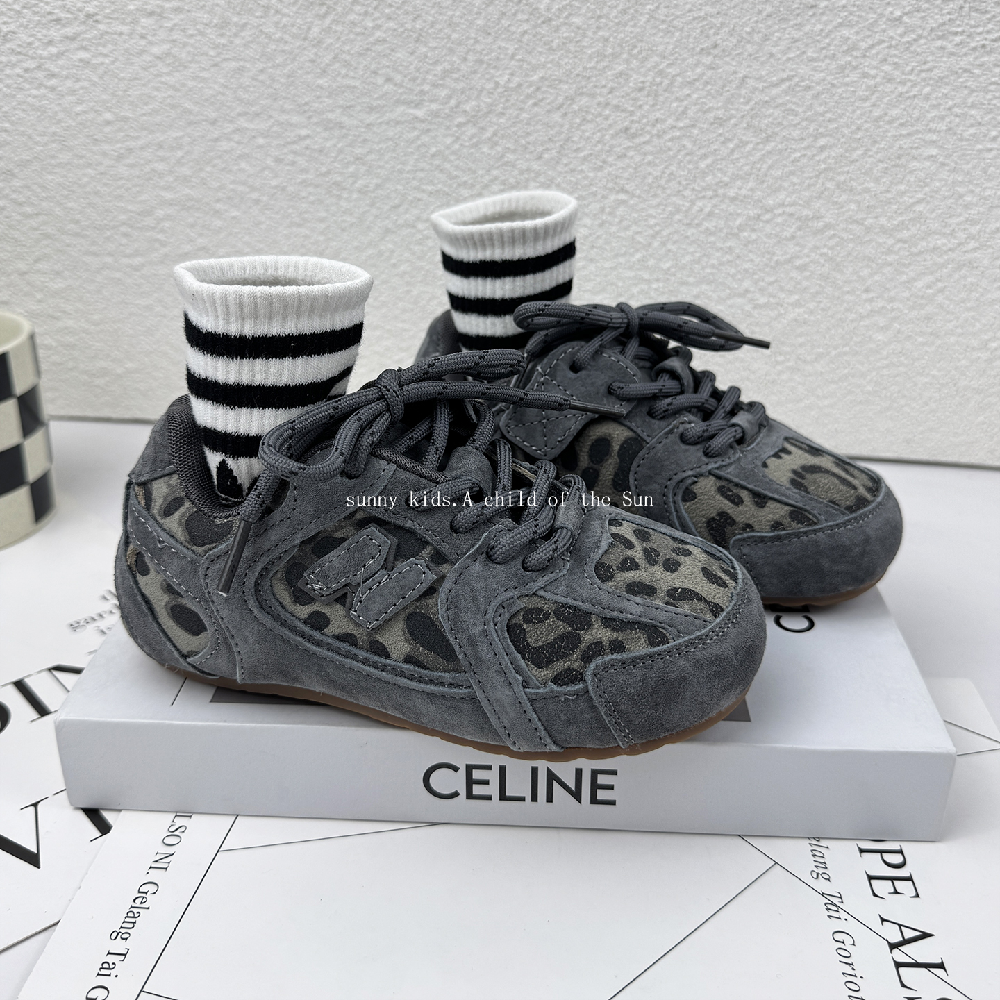 阿童木豹纹女童鞋秋季新款韩版软底阿甘鞋中大童德训鞋男童运动鞋