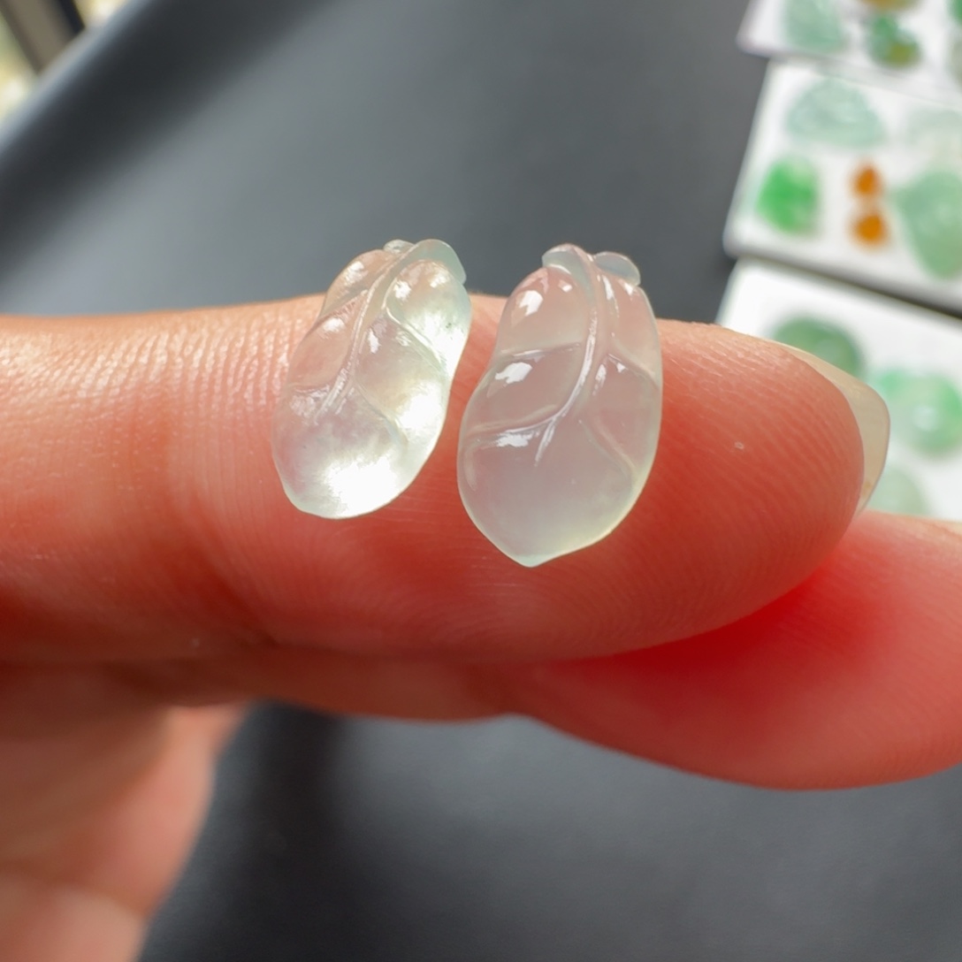 定制翡翠未镶嵌高冰一对树叶