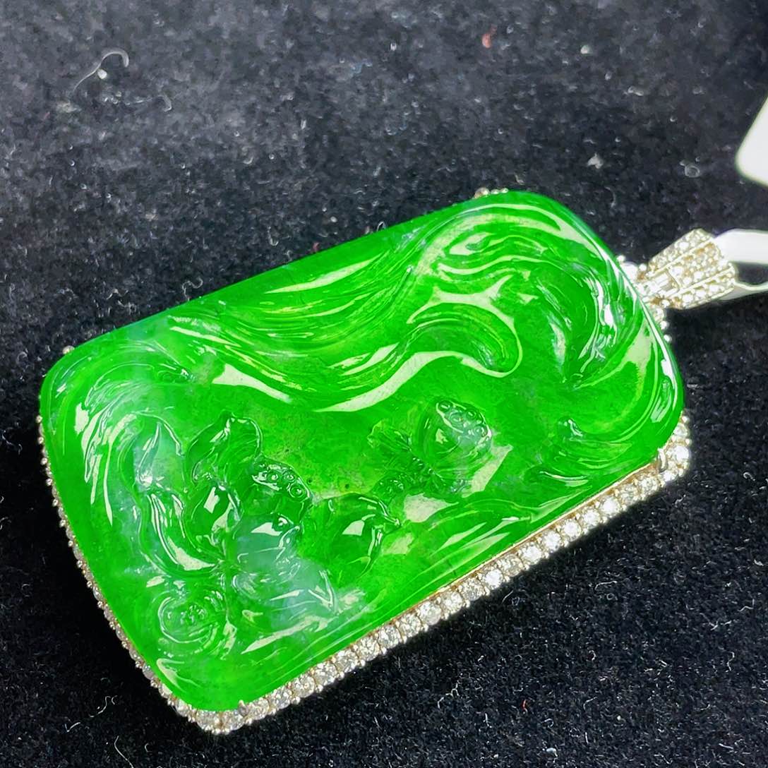 翡翠吊坠(不含链)银S925镶嵌