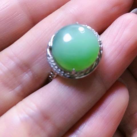 和田玉戒指银S925镶嵌