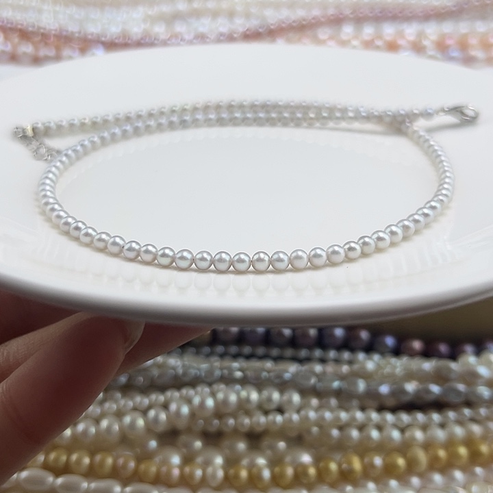 淡水珍珠颈饰合金3-4高级灰