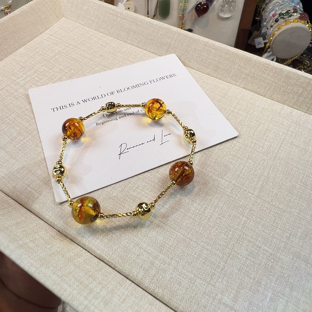 水晶未镶嵌手链花珀（折