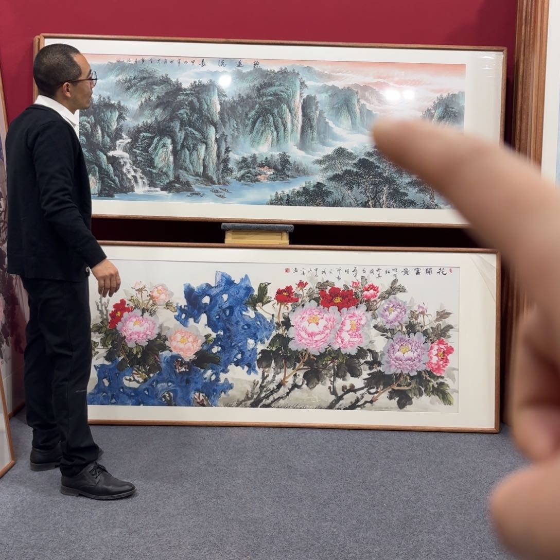 国画带框绘画210/80尺寸