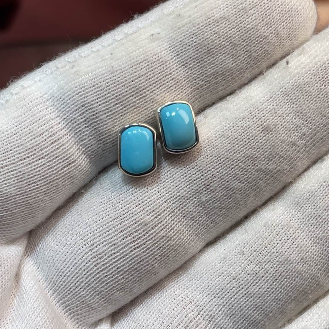 绿松石耳饰银S925镶嵌