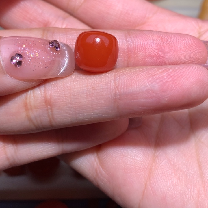 南红玛瑙柿子红老型满沙未镶嵌12×11