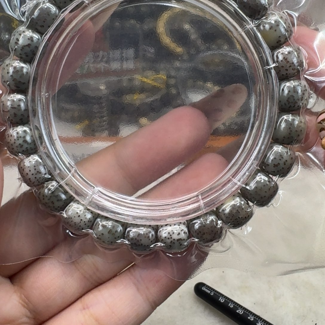星月菩提手串3练手糯冰石玉98