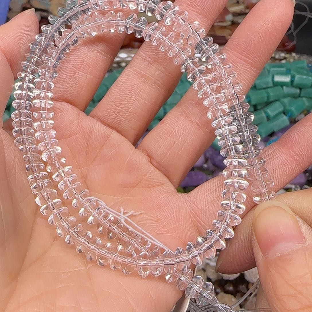 大***线玛瑙/玉髓合金珠宝半成品白水晶6mm飞蝶拍两99一条