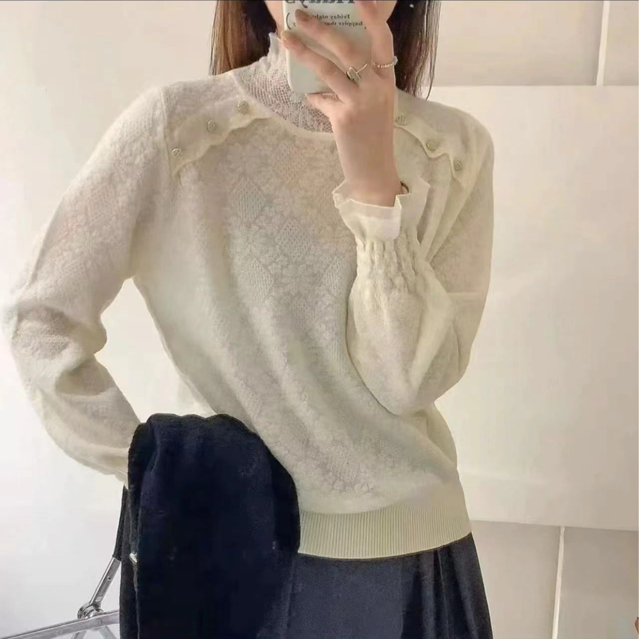 【定制大码女装80-200斤】立领蕾丝钩花甜美温柔显瘦百搭上衣款1819