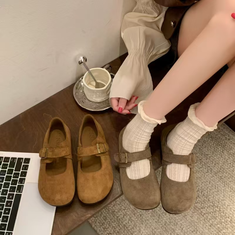 KAMANZHE/卡曼哲平底厚款单鞋女鞋玛丽珍鞋圆头厚底夏季豆豆鞋