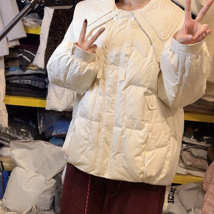 全新无暇奶白色外套绒L