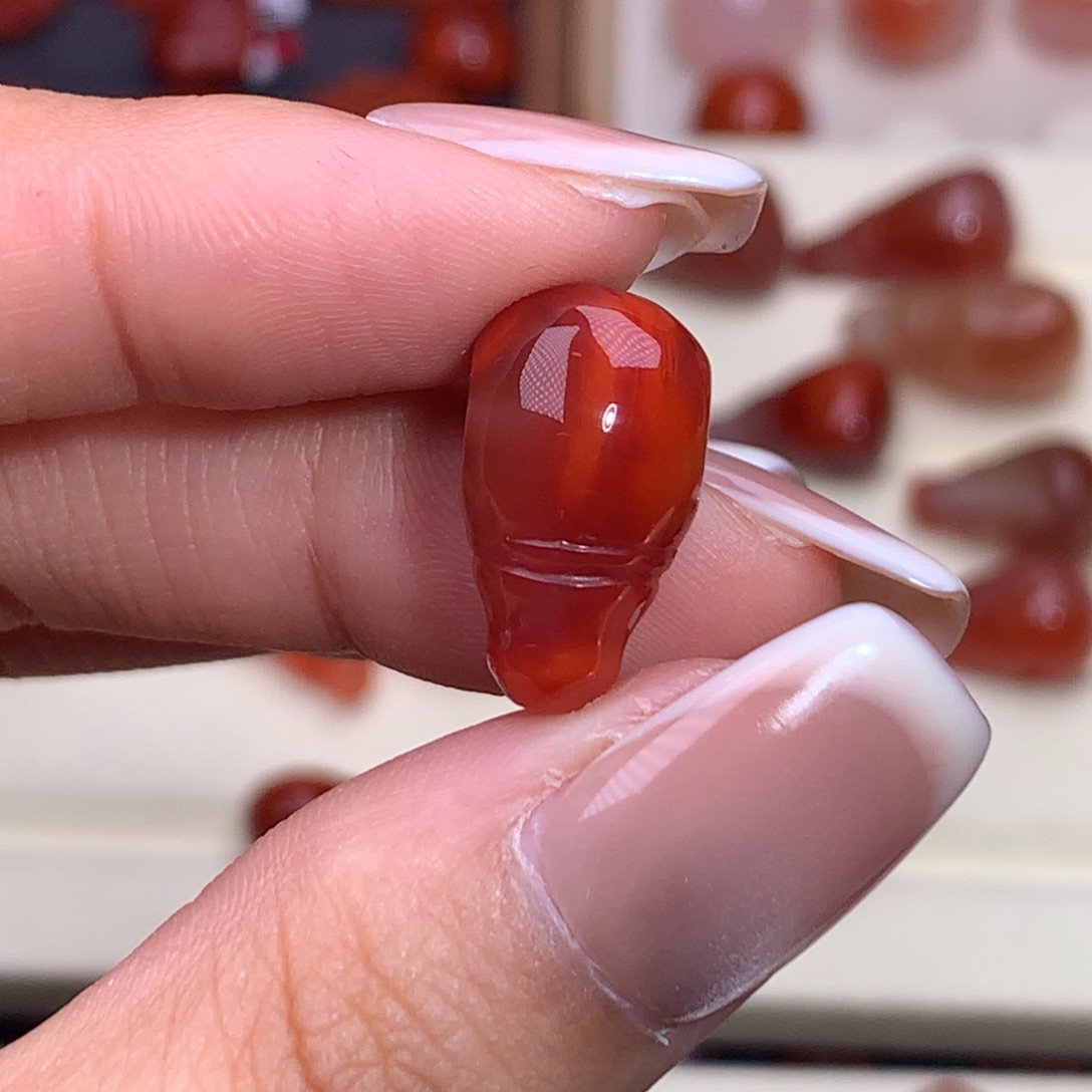 幸***乐南红玛瑙未镶嵌珠宝半成品三通