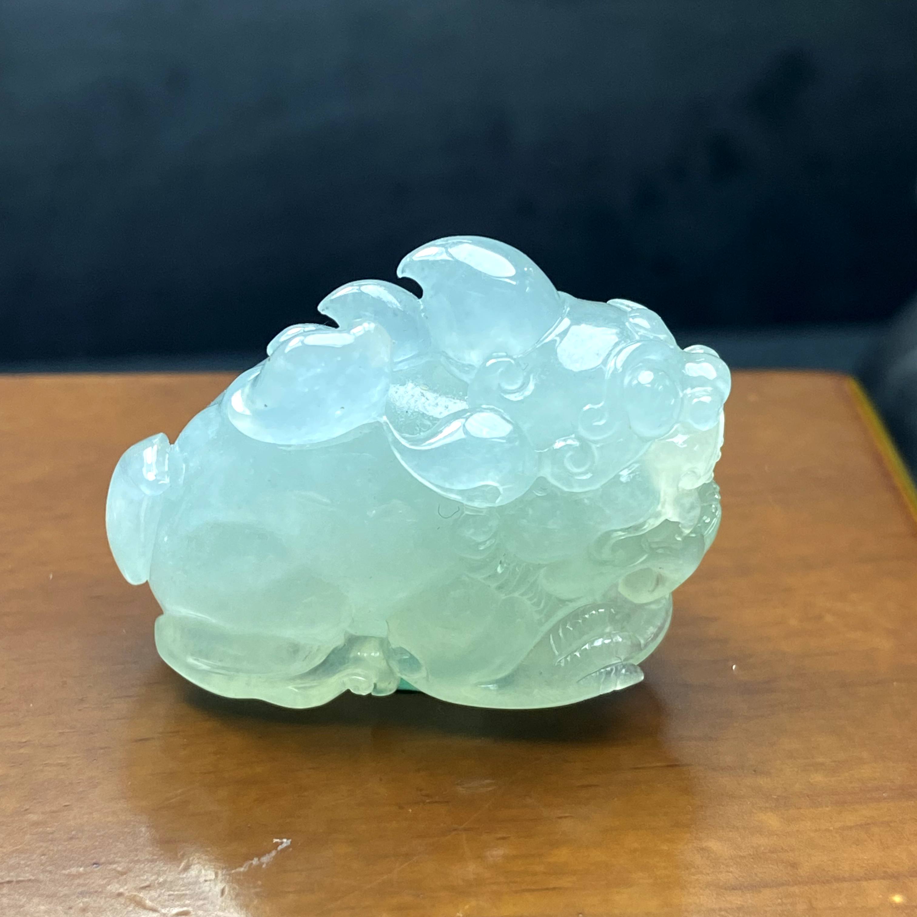 RX15天然缅甸A货翡翠冰种绿貔貅/004994/北京中保拍卖