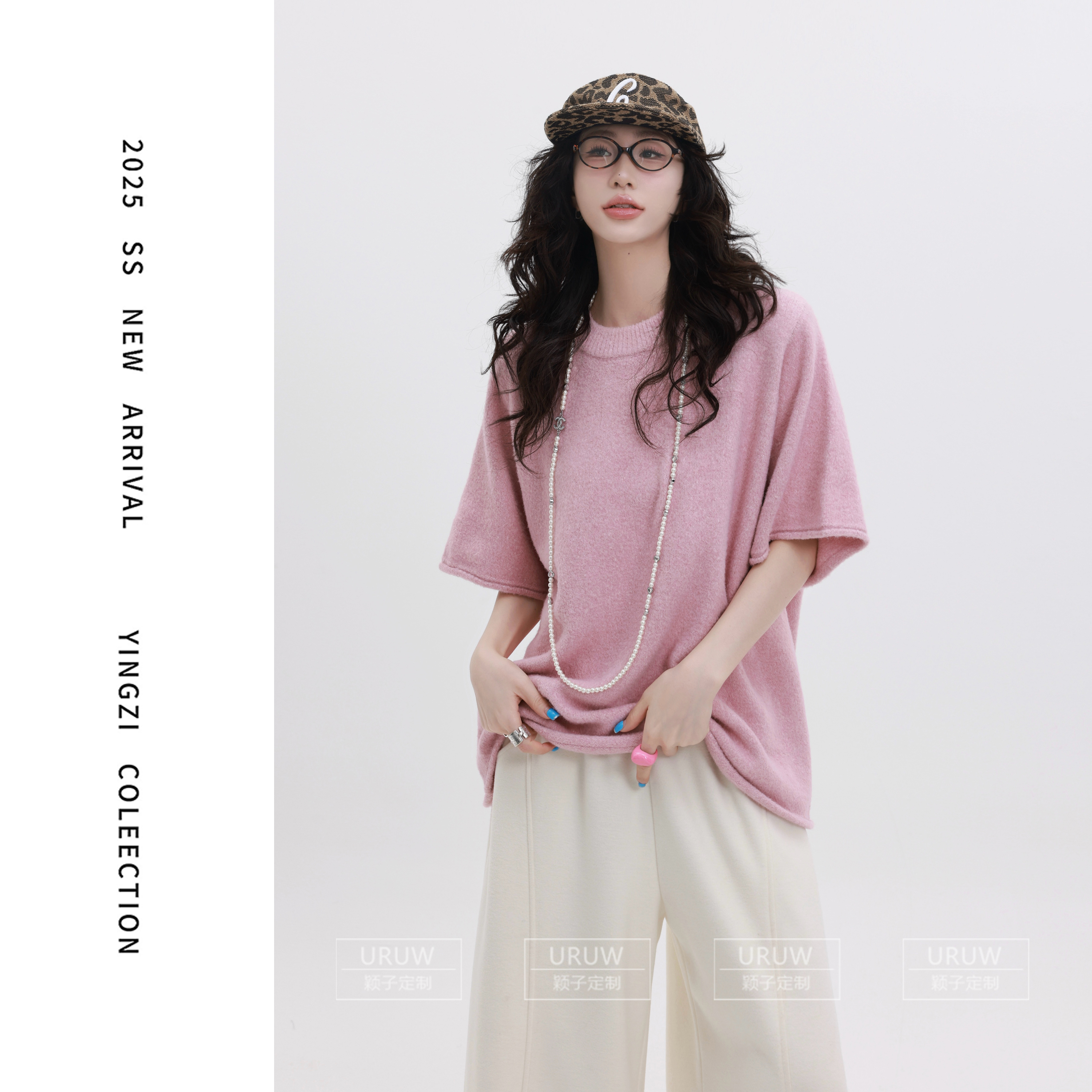 颖子定制【素描印象】时尚休闲风纯色圆领毛衣短袖秋冬百搭毛衣2120