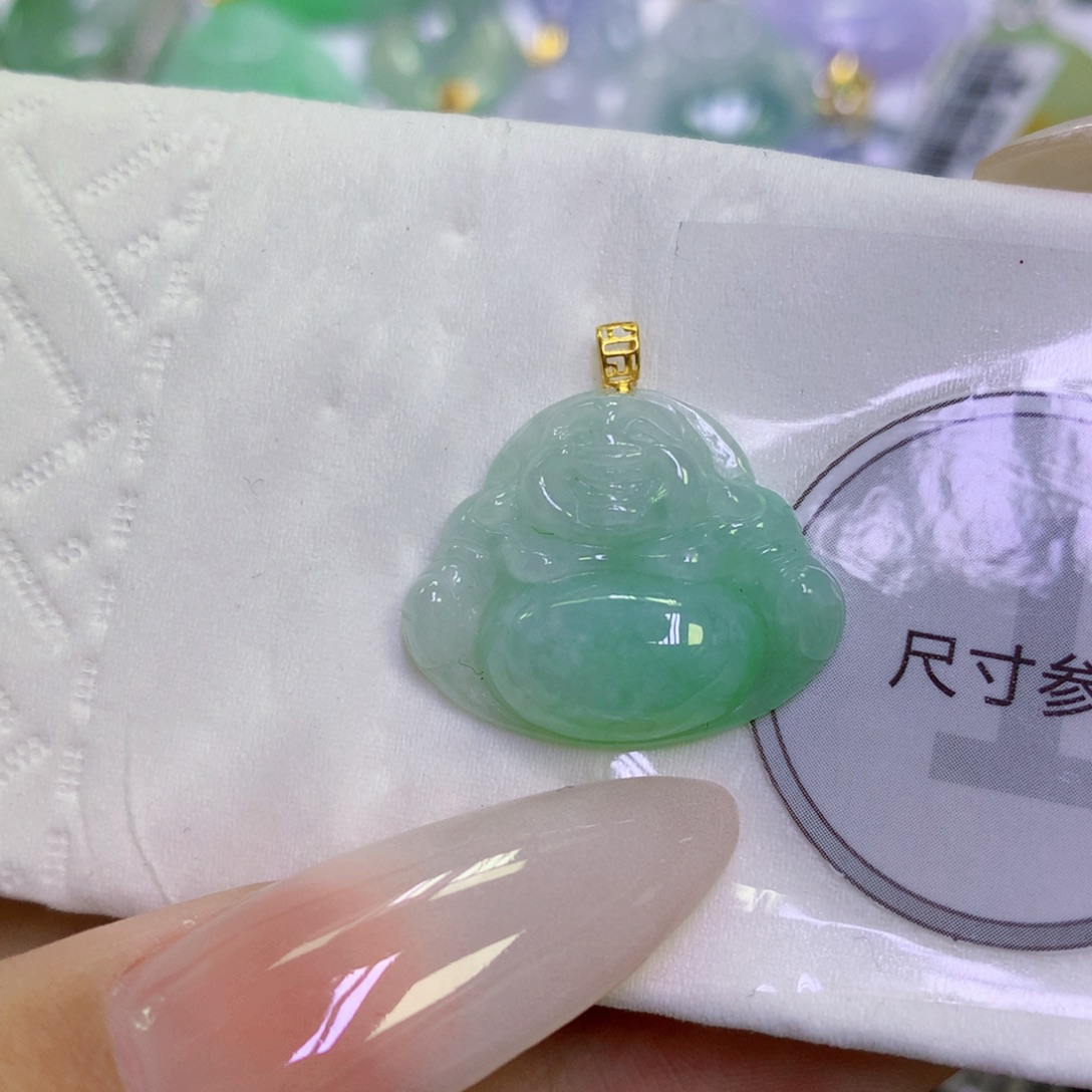 翡翠18K金镶嵌颈饰天然缅甸翡翠a货百元以上9元证书费自理