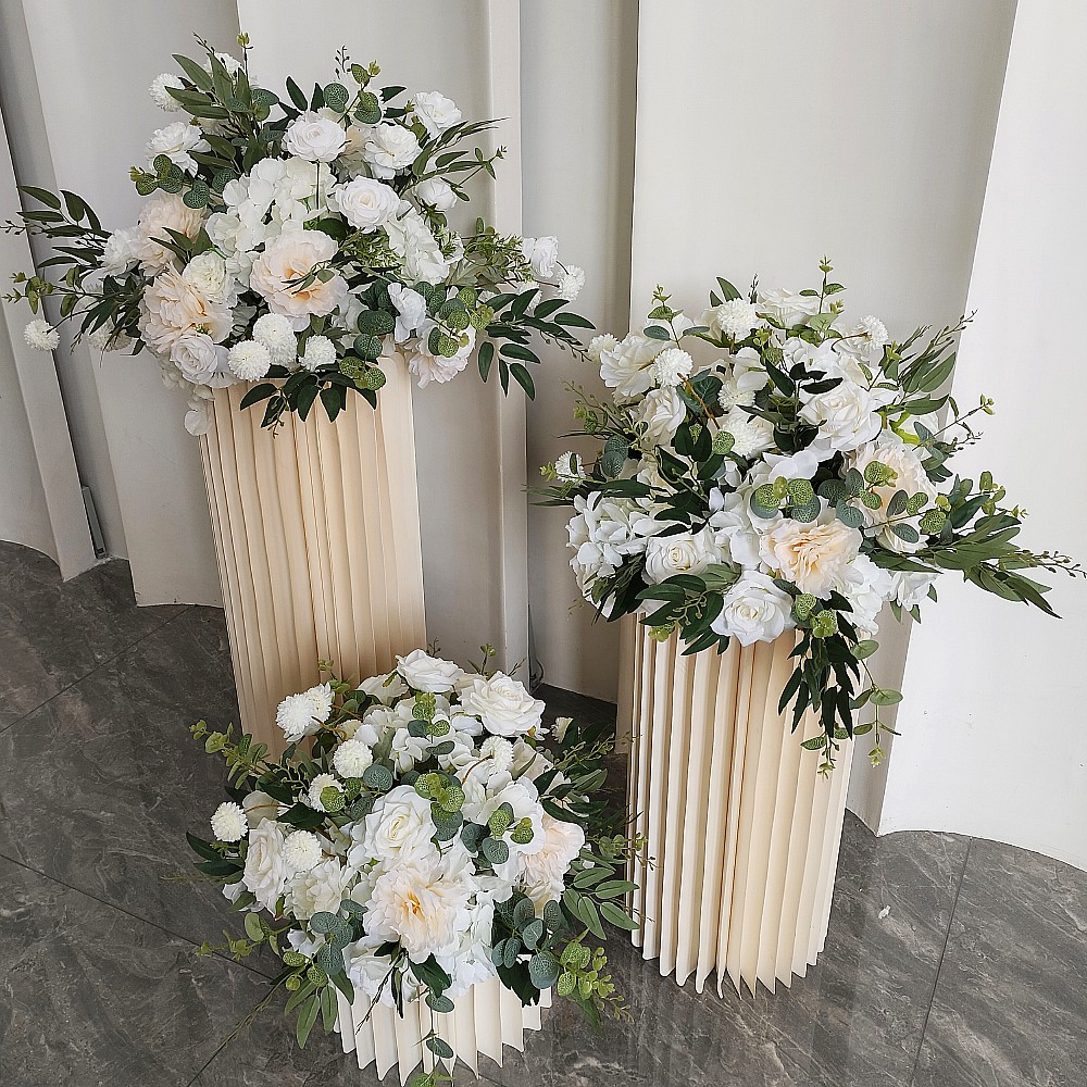 新款花球婚礼桌花t台几何架布置路引花橱窗展厅餐桌装饰假花