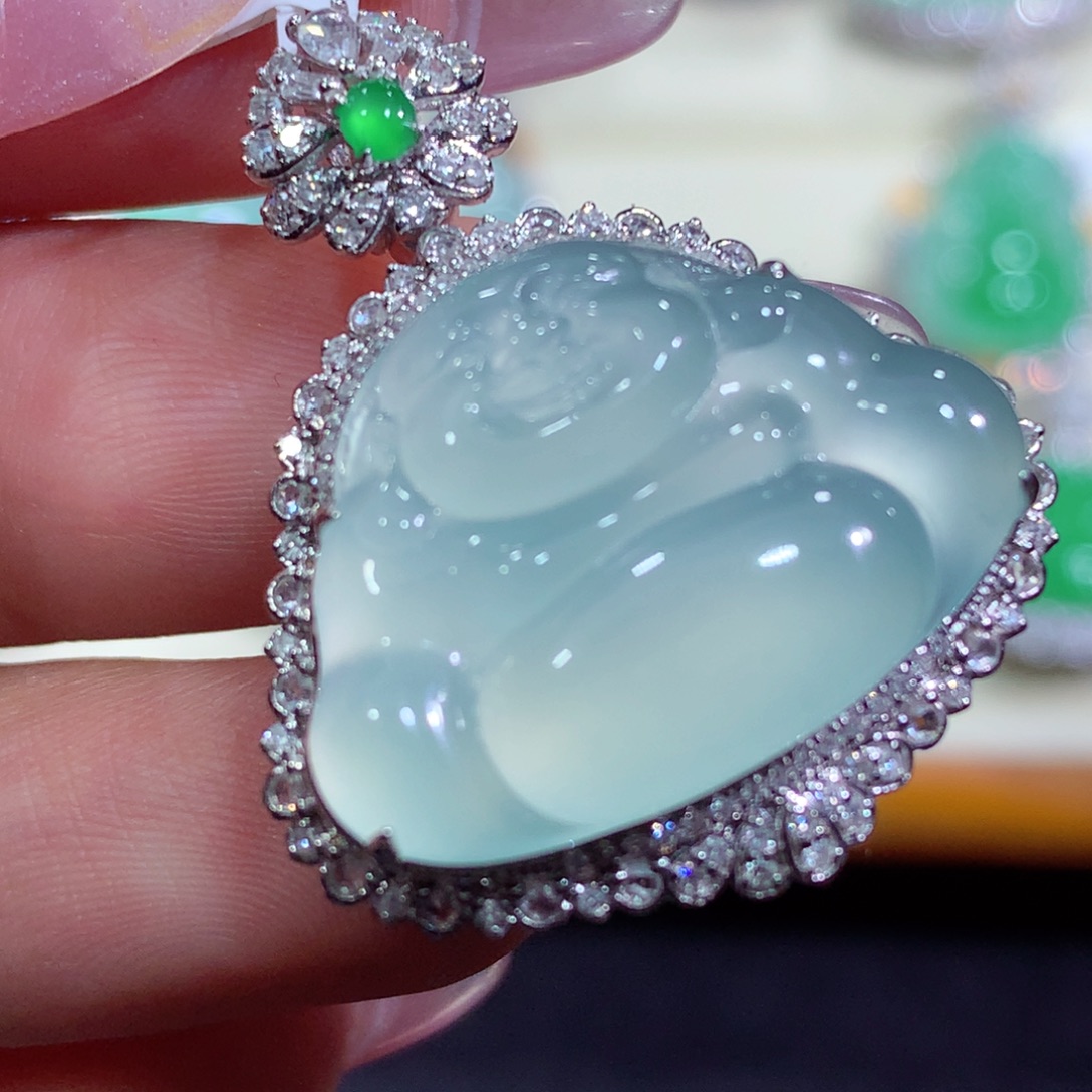 翡翠18K金镶嵌吊坠(不含链)