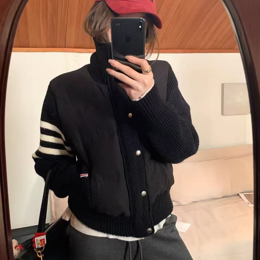 81088 设计感黑色针织拼接棉服小个子短外套 MF/0109