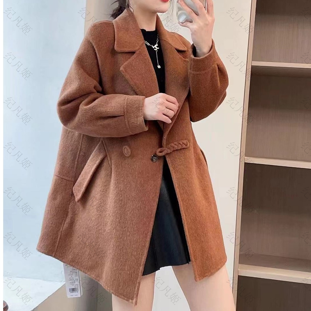 纪凡姬/1322-【高端定制】手工缝纫双面呢中长款气质大衣