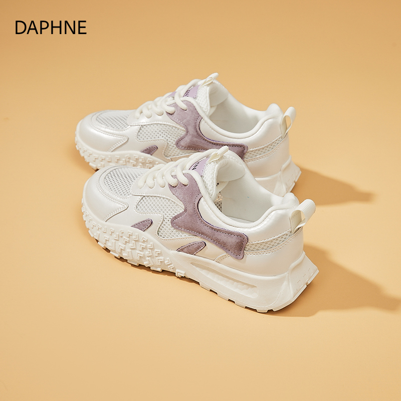 DAPHNE/达芙妮透气网面德训鞋女2025夏厚底增高时尚百搭阿甘鞋