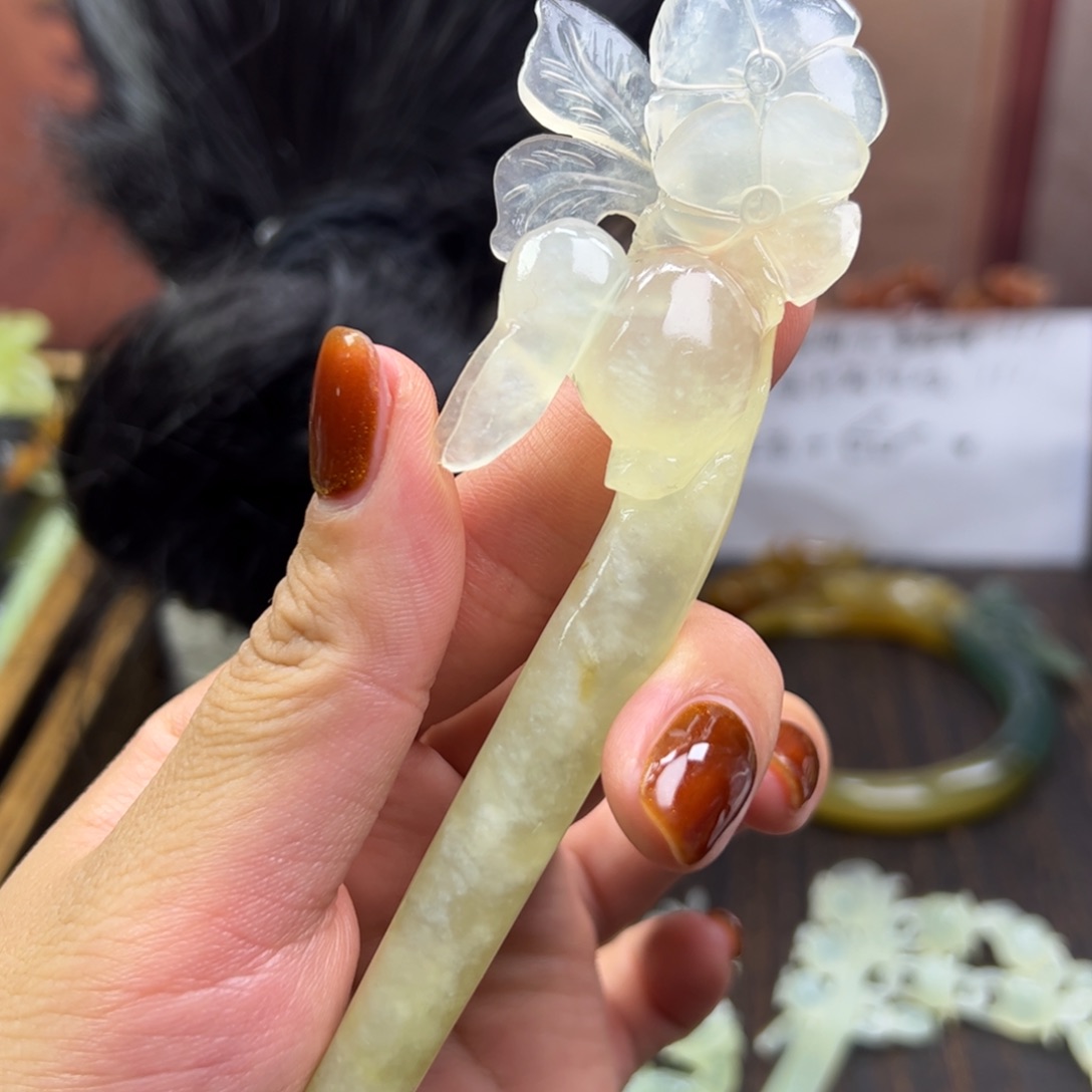 未镶嵌蛇纹石玉发簪