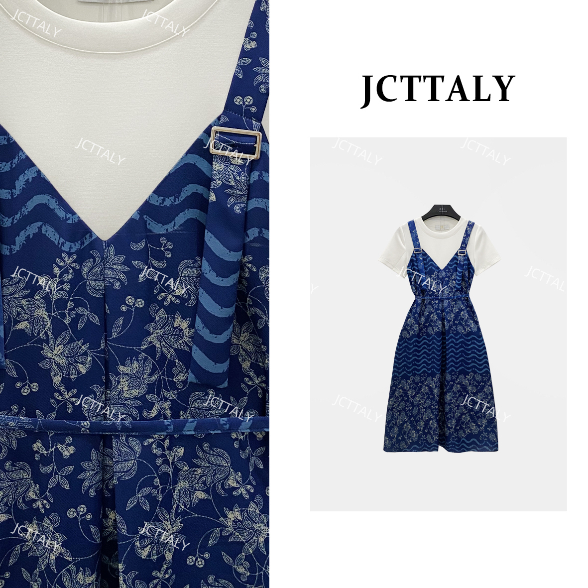 【Linda专属】【5】轻奢提花设计款拼接时尚短袖潮流连衣裙NH-A079