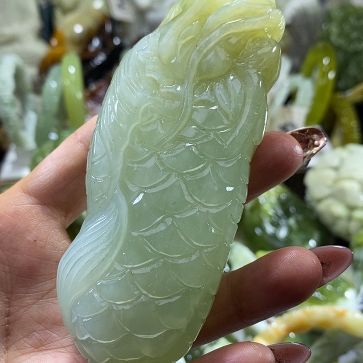 岫玉未镶嵌岫玉手把