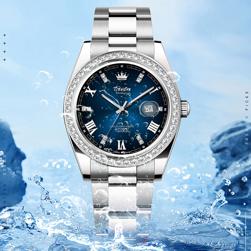 【渐变日志型】全新全套未使用 TINAIBIN /高奢夜光自动腕表 zz-w