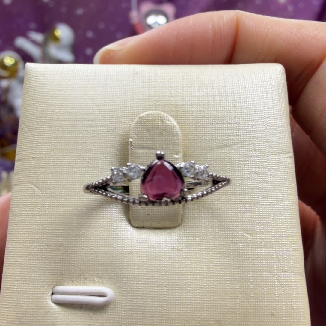 海***雪戒指石榴石银S925镶嵌巴西石榴石戒指