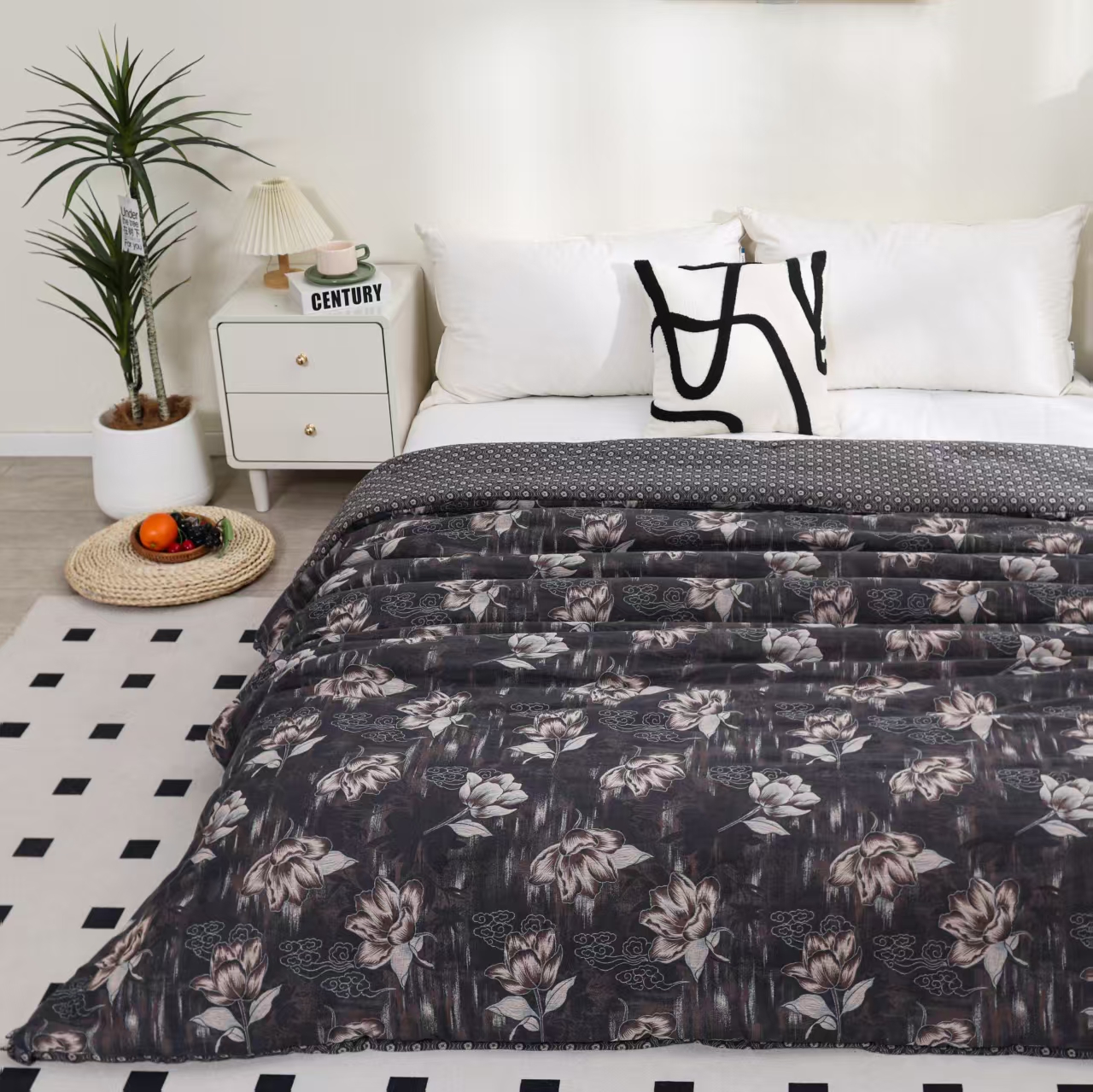 6斤-200*230研墨芳栖纯棉高奢驼绒双人被