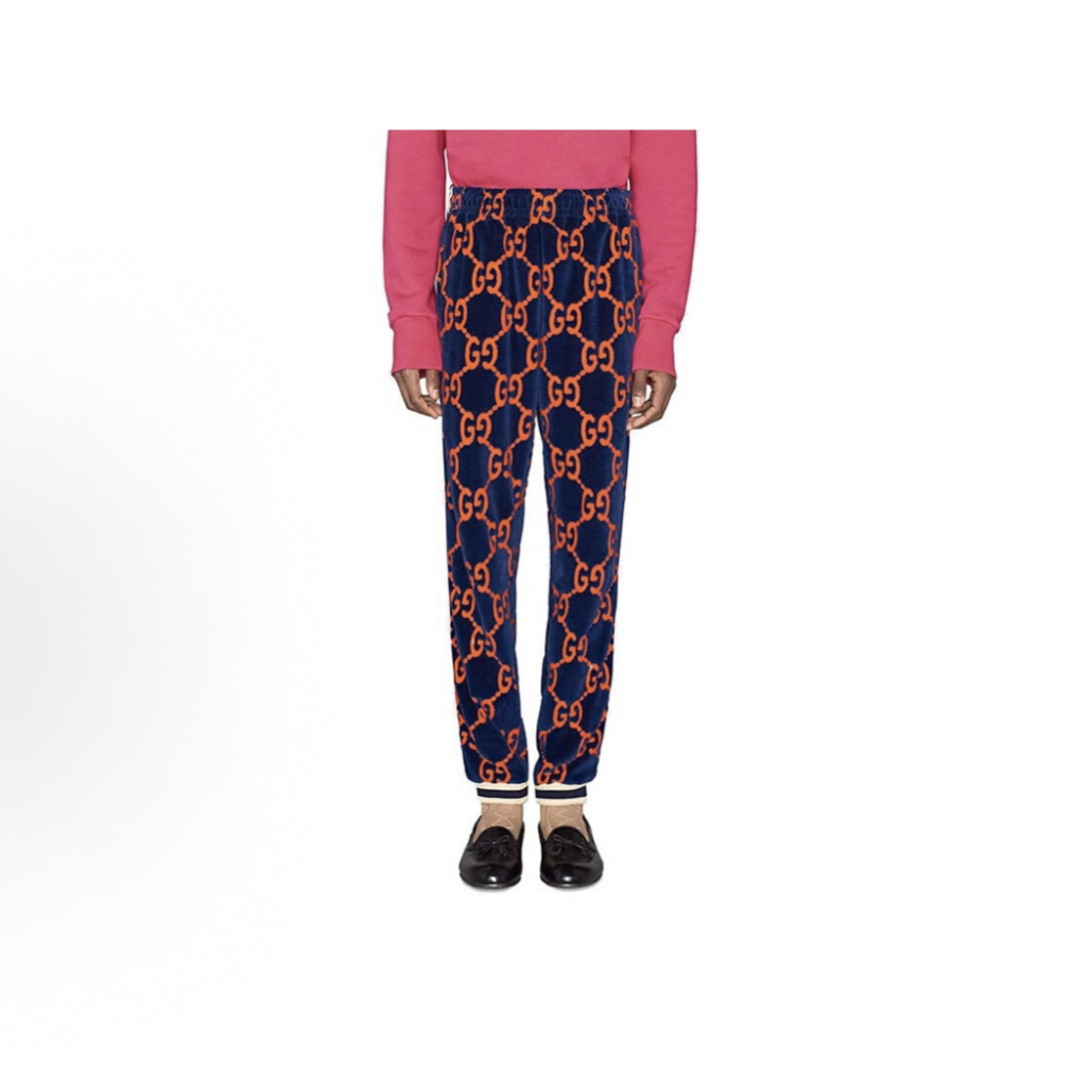 99新 GUCCI/古驰 字母满印松紧直筒休闲裤/XS码/E50809