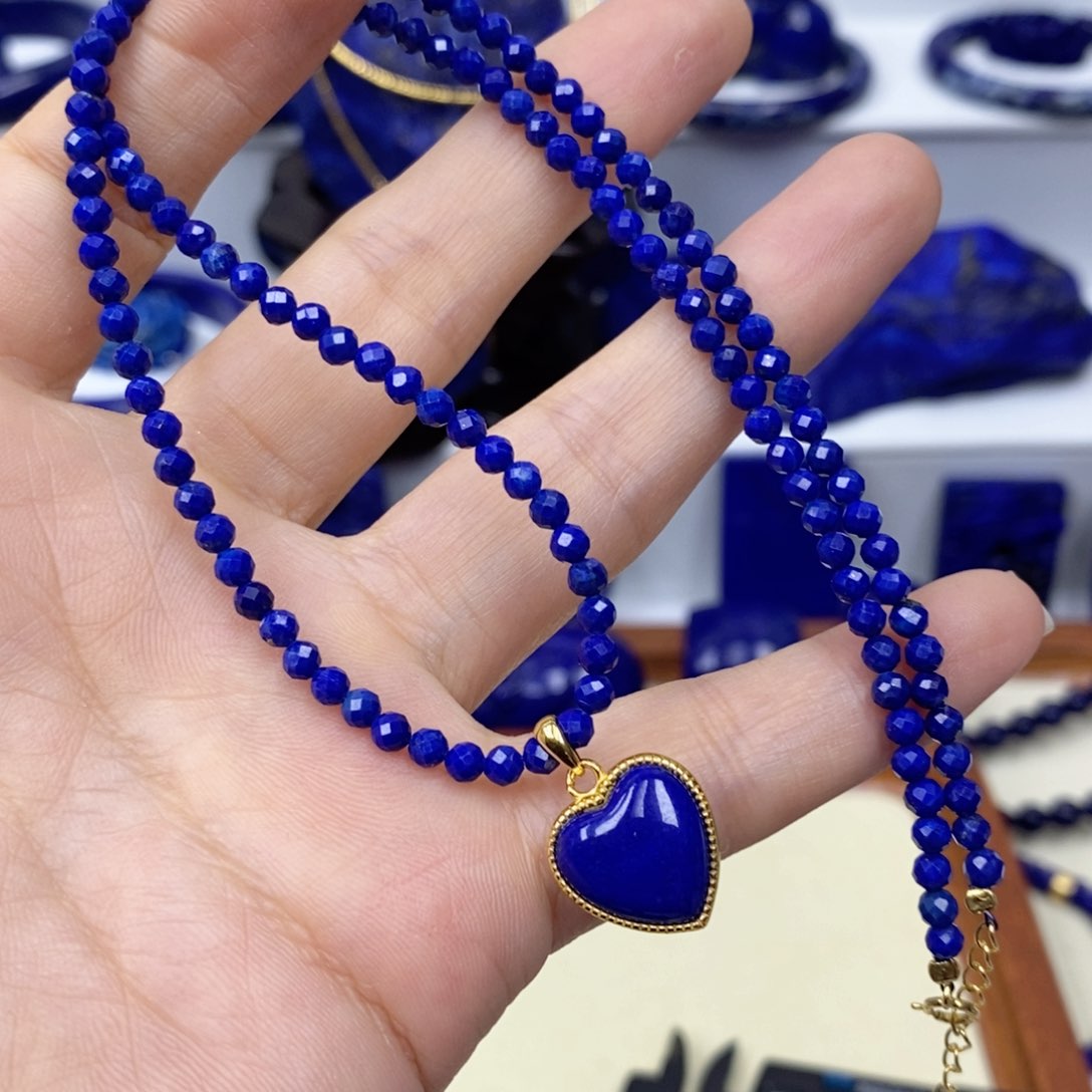 青金石颈饰银S925镀金镶嵌