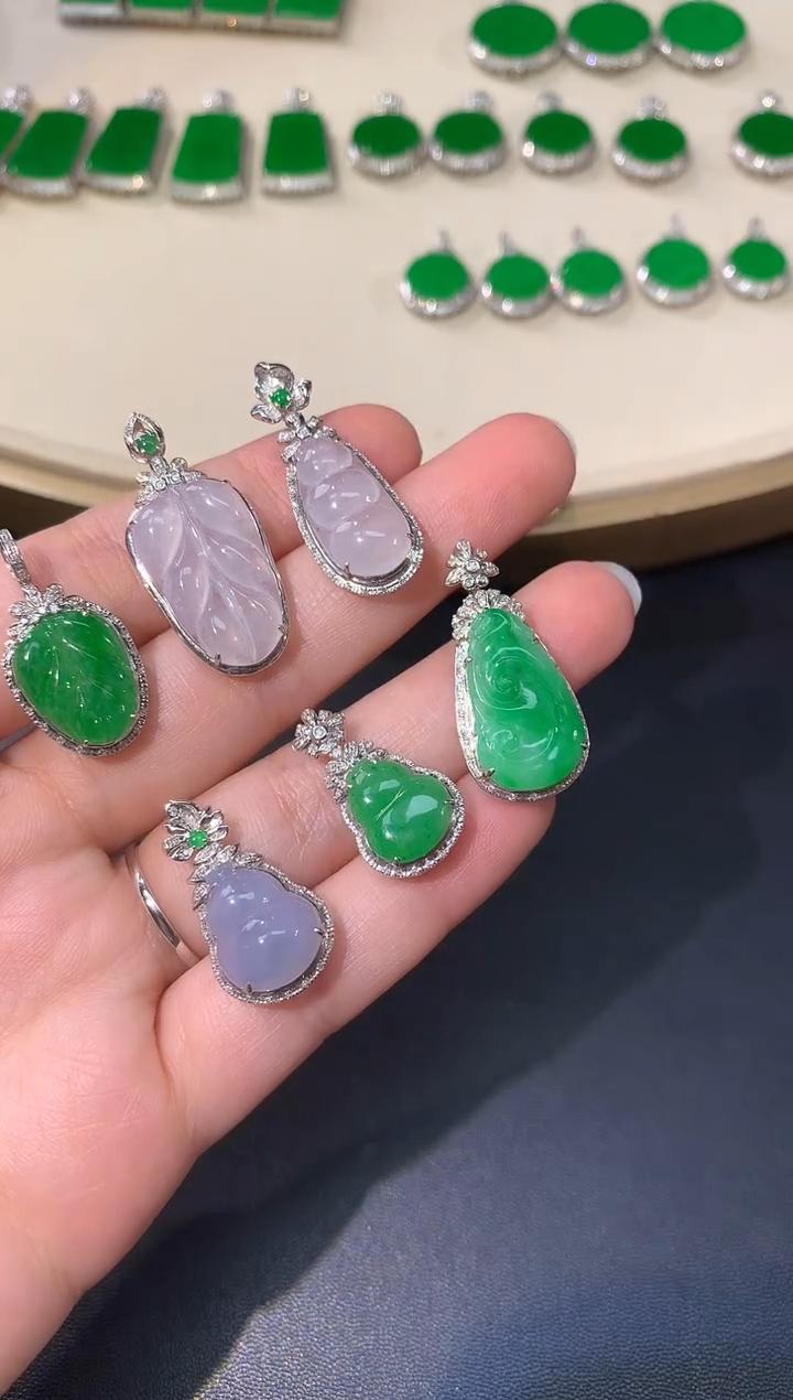 【彩虹盘】翡翠吊坠-多样性发一件-18K金镶嵌-QQ04|CXQ21