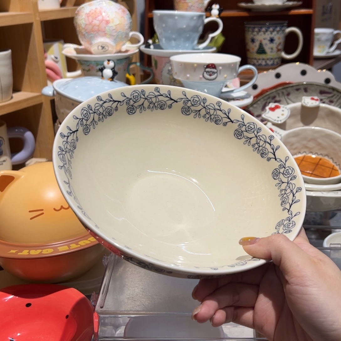 蓝色玫瑰花大汤碗