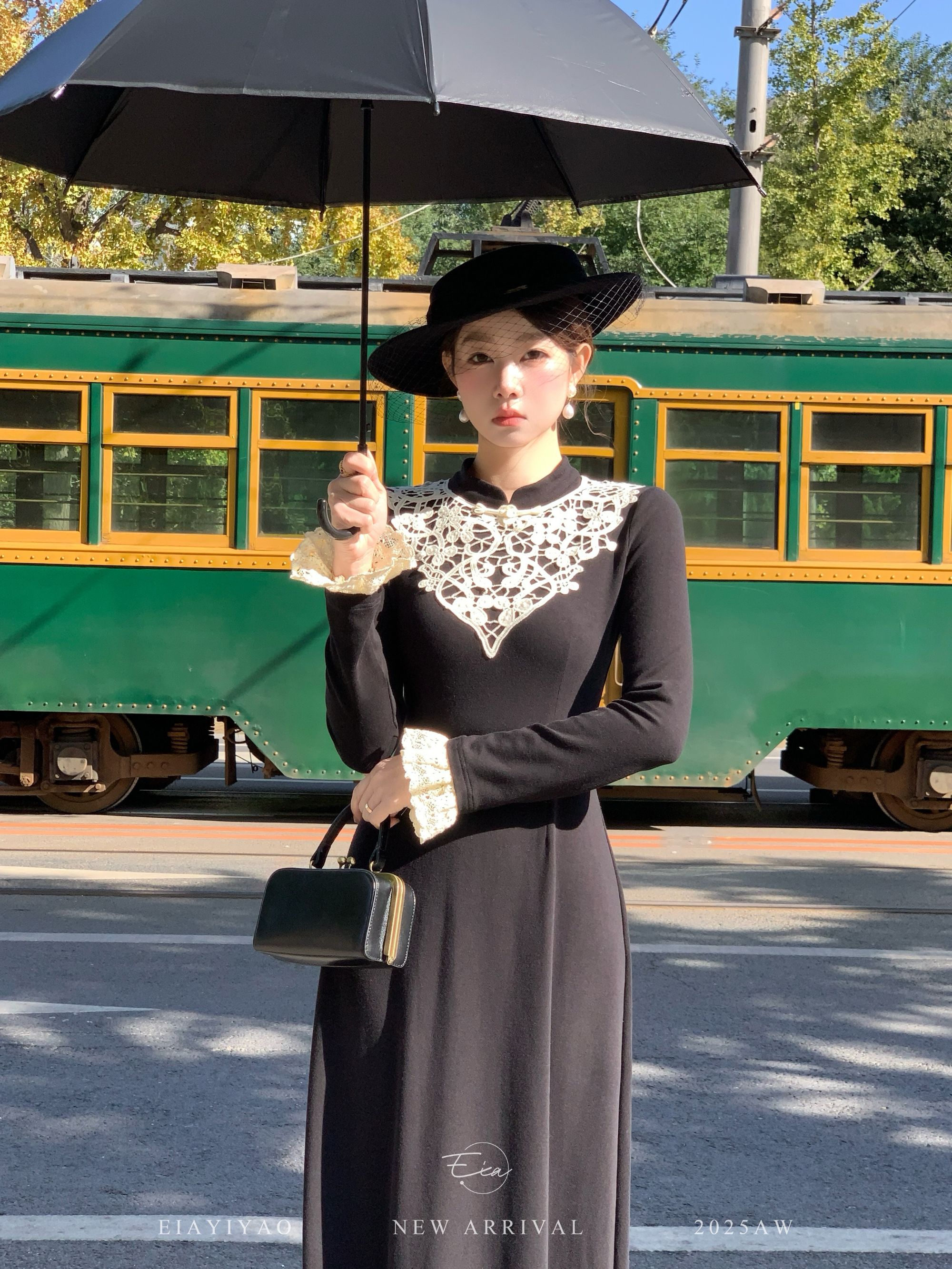 EIA一尧新中式国风【乱世佳人】优雅民国风蕾丝旗袍连衣裙显瘦气质