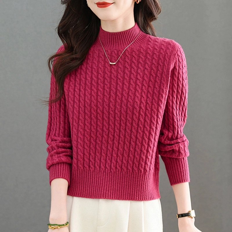 【绵羊毛】衫女半高领加厚保暖毛衣小个子短款长袖针织衫百搭时尚