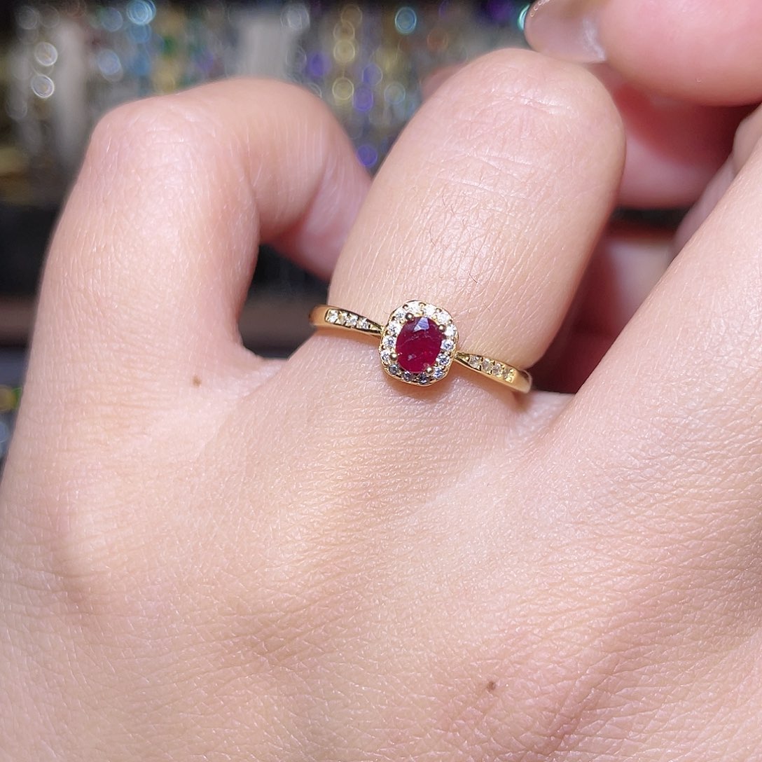 红宝石戒指银S925镶嵌