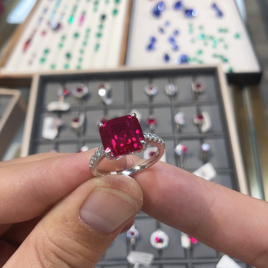 925银培育宝石实心s925银镶