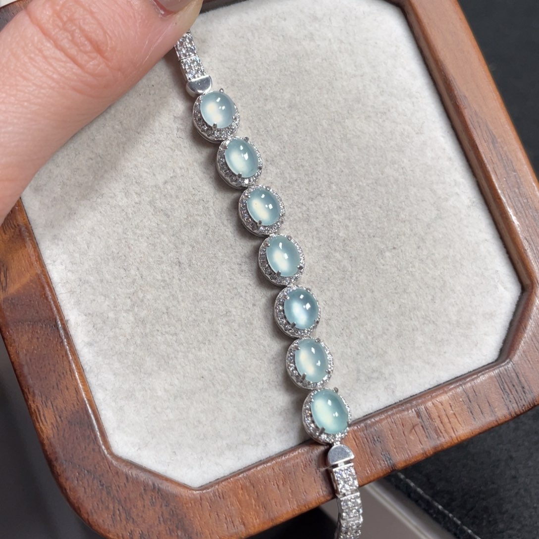 翡翠手链银S925镶嵌7599