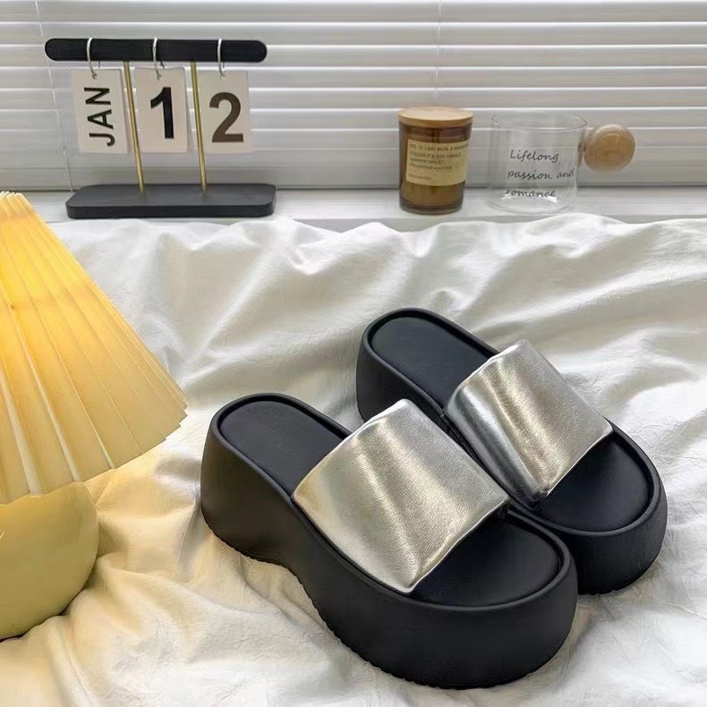2025女士新款厚底高级增高一字拖半拖亲子X018-2