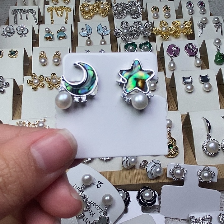 淡水珍珠耳饰银S925镶嵌