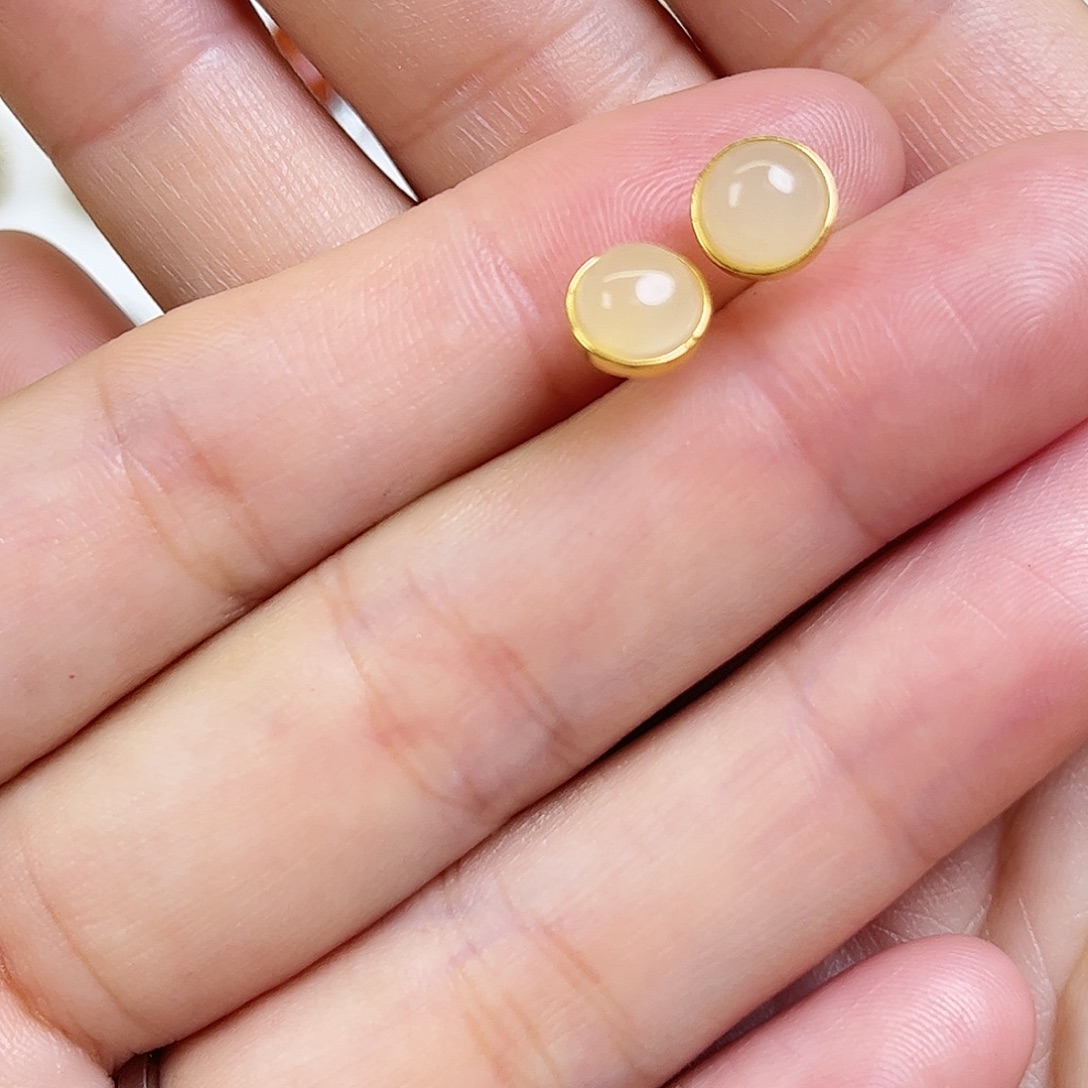 和田玉银S925镶嵌耳饰