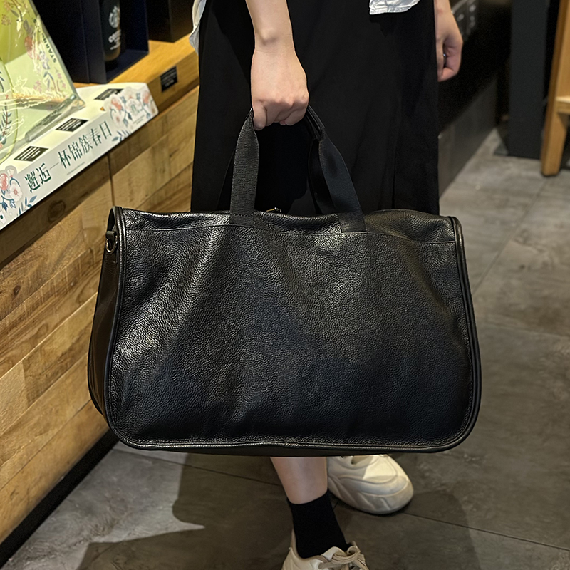 HANKESDUN头层牛皮小旅行袋公文包出差包男女通用商务包