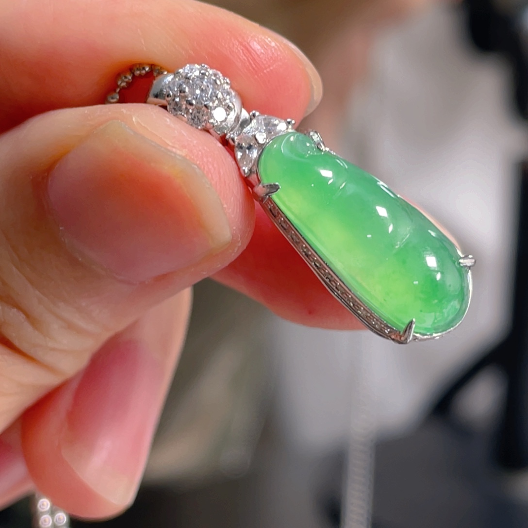 翡翠银S925镶嵌吊坠(不含链)