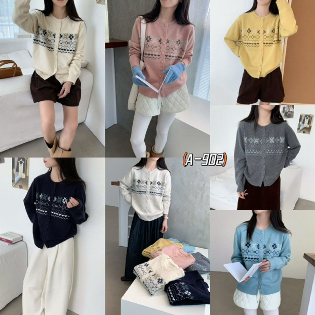 902 冬季复古提花针织开衫
