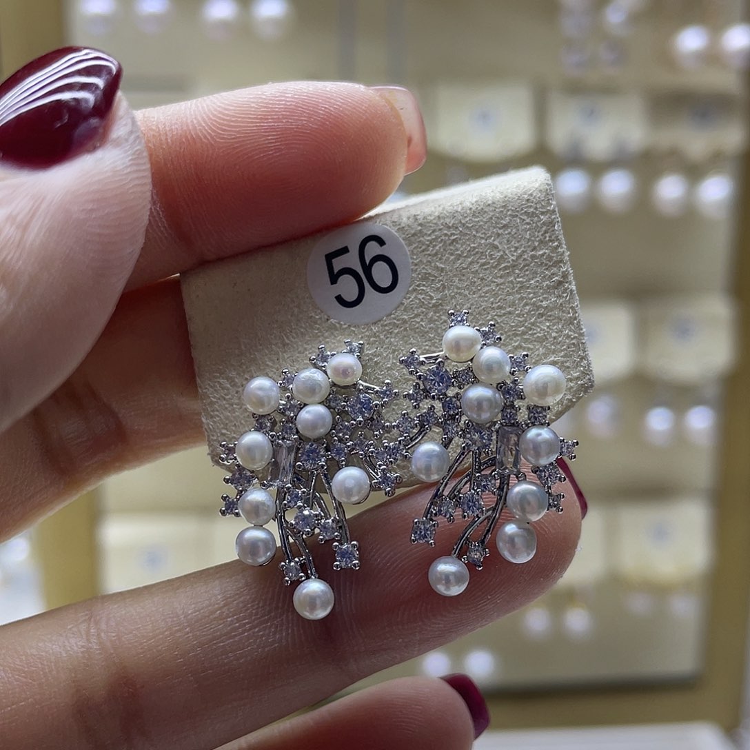 淡水珍珠耳饰银S925镶嵌