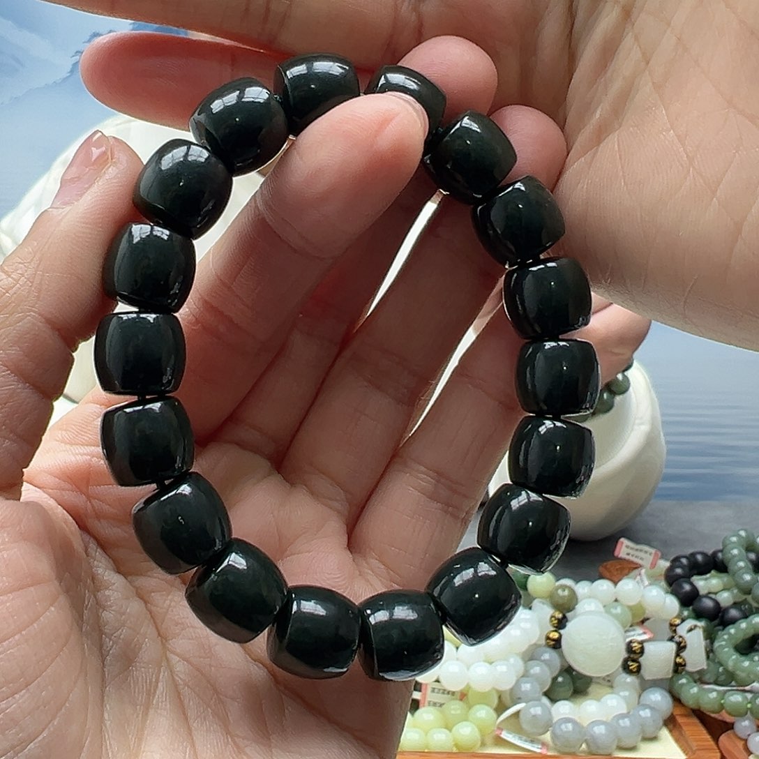 和田玉手串未镶嵌12直切