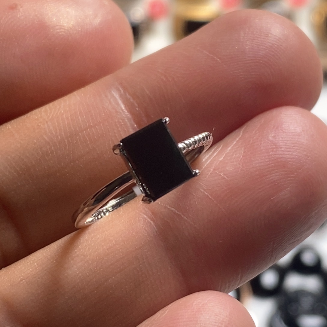 翡翠戒指银S925镶嵌缅甸天然A货墨翠