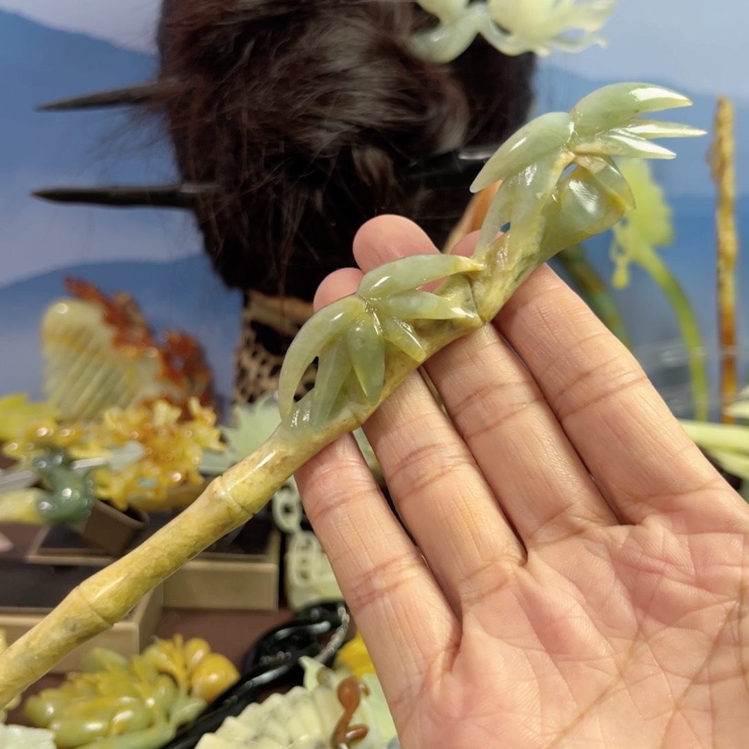 蛇纹石玉发饰合金