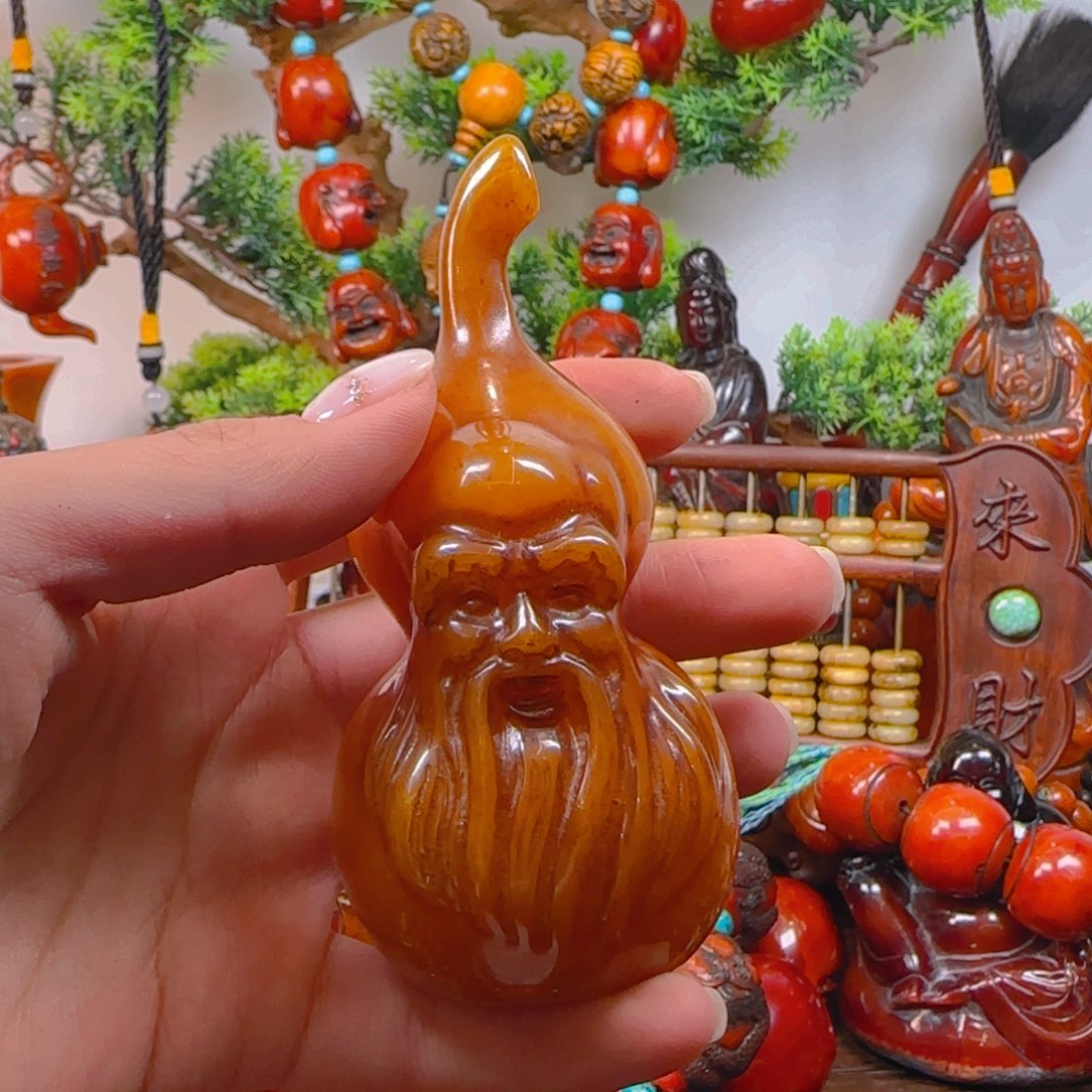 琥珀裸石未镶嵌葫芦